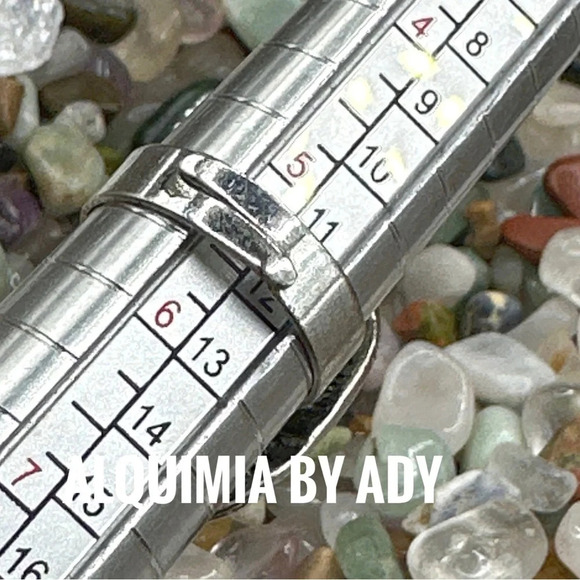 Adjustable Silver and Jade Victorian western vintage gem ring - Picture 3 of 7